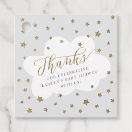 キラキラ輝く小さな星の灰色の赤ちゃんシャワー フェイバータグ