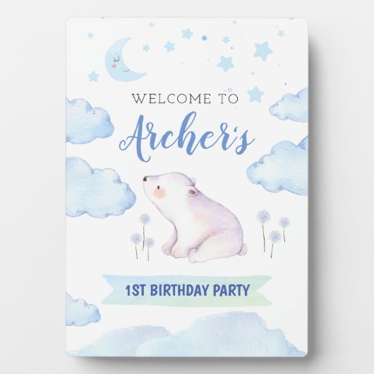 キラキラ輝く小さな星の誕生日のサイン フォトプラーク (正面)