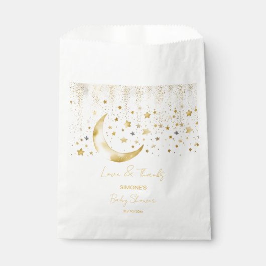 キラキラ輝く小さな星の赤ちゃんシャワーの好意 フェイバーバッグ (正面)