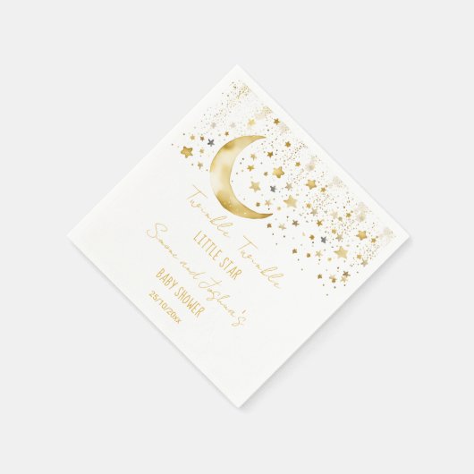 キラキラ輝く小さな星の赤ちゃんシャワーテンプレート スタンダードカクテルナプキン (角)