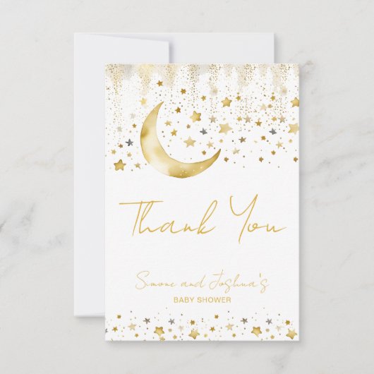 キラキラ輝く小さな星の赤ちゃんシャワー サンキューカード (正面)