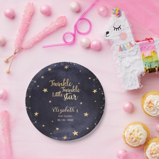 キラキラ輝く小さな星の赤ちゃん男女兼用シャワー ペーパープレート (パーティー)