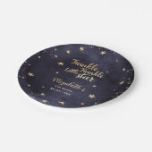 キラキラ輝く小さな星の赤ちゃん男女兼用シャワー ペーパープレート (アングル)