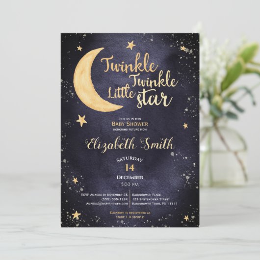 キラキラ輝く小さな星の赤ちゃん男女兼用シャワー 招待状 (スタンド正面)