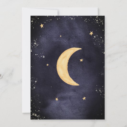 キラキラ輝く小さな星の赤ちゃん男女兼用シャワー 招待状 (裏面)