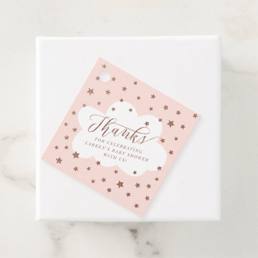 キラキラ輝く小さな星ピンクの赤ちゃんシャワー フェイバータグ (インサイチュ)