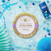 キラキラ輝く小さな星紫のプレート ペーパープレート (パーティー)