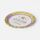 キラキラ輝く小さな星紫のプレート ペーパープレート (アングル)