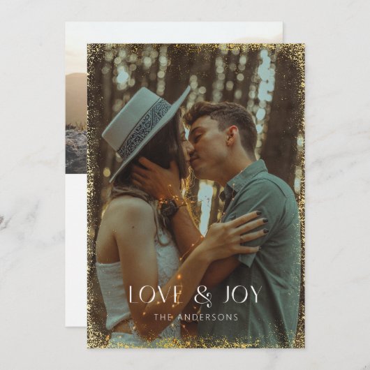 キラキラ輝く愛と喜びホリデーフォトカード シーズンカード (正面/裏面)