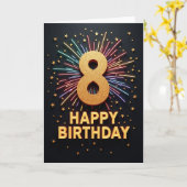 キラキラ輝く数字の8歳の誕生日カード カード (黄色い花)