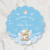 キラキラ輝く星とエンジェルテディベア赤ちゃんブルー フェイバータグ (裏面)