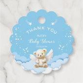 キラキラ輝く星とエンジェルテディベア赤ちゃんブルー フェイバータグ (正面)