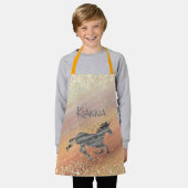 キラキラ輝く星のユニコーンパーソナライズされた エプロン (着用した状態)