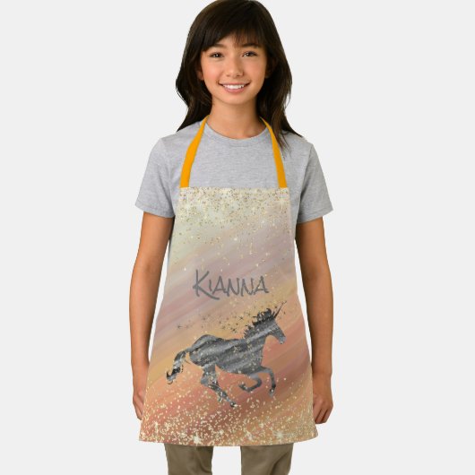 キラキラ輝く星のユニコーンパーソナライズされた エプロン (インサイチュ)