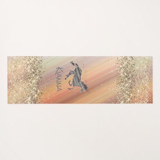 キラキラ輝く星のユニコーンパーソナライズされた ヨガマット (裏面(横))