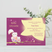 キラキラ輝く星の下のフクロベビーシャワー 招待状 (スタンド正面)