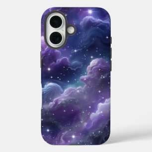 キラキラ輝く星を持つ宇宙紫の銀河系 – 夢 iPhone 16ケース