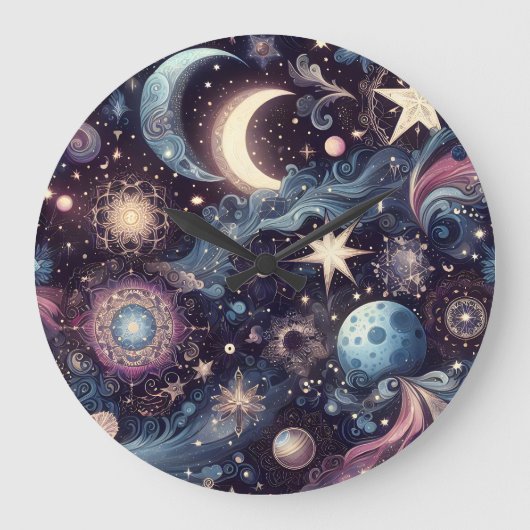 キラキラ輝く星屑 ラージ壁時計 (正面)