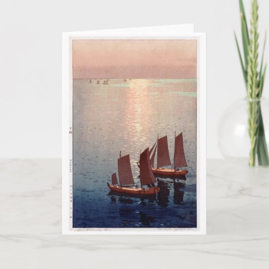 キラキラ輝く海、吉田博、ウッドカット カード (正面)