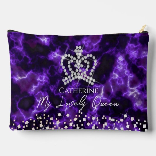 キラキラ輝く王冠（紫） アクセサリーポーチ (裏面)
