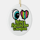 キラキラ輝く目のハートスペリングビーチャンプが大好き セラミックオーナメント (右)