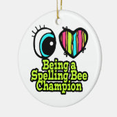 キラキラ輝く目のハートスペリングビーチャンプが大好き セラミックオーナメント (左)