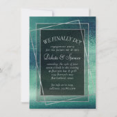 キラキラ輝く箔 |シーフオムグリーンアクア婚約ディナー 招待状 (正面)