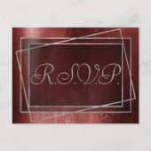 キラキラ輝く箔 |ヘンナクリムゾンレッドフェイクグリッターRSVP インビテーションポストカード (正面)