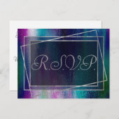 キラキラ輝く箔 |ホログラフィックダークパステルグリッターRSVP インビテーションポストカード (正面/裏面)