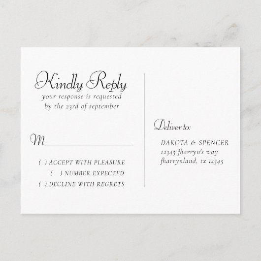 キラキラ輝く箔 |ホログラフィックダークパステルグリッターRSVP インビテーションポストカード (裏面)