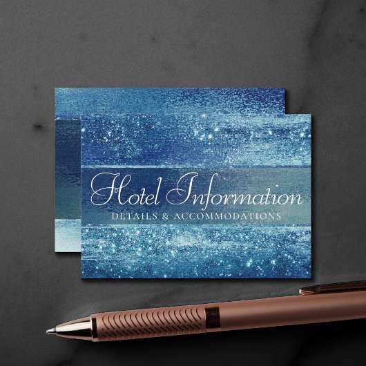 キラキラ輝く箔 | Ice Blue フェイク Iridescent Hotel Info エンクロージャーカード