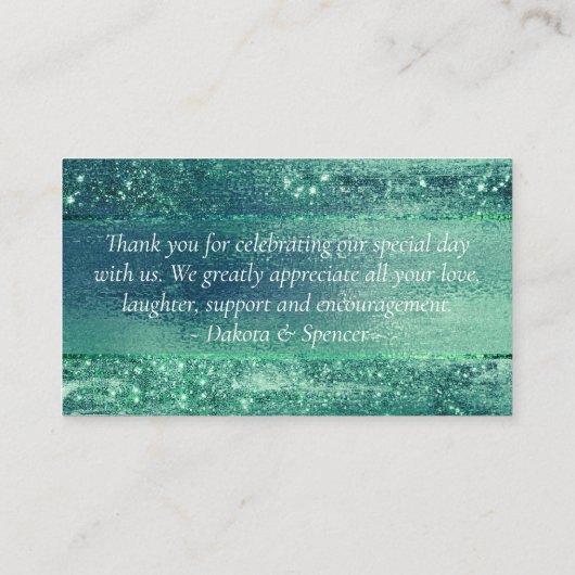 キラキラ輝く箔 | Iridescent Green Sparkleありがとう エンクロージャーカード (裏面)