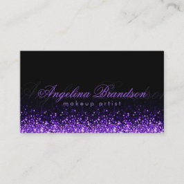 キラキラ輝く紫のメイクアップアーティストダマスクブラックカード 名刺