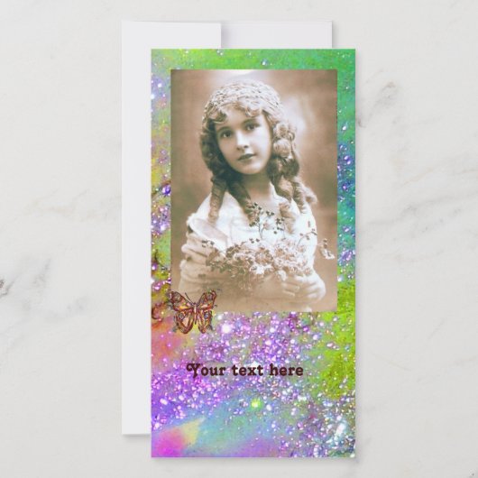 キラキラ輝く紫の緑の青の蝶 (正面)