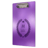 キラキラ輝く紫の背景とローレルリース クリップボード (左)