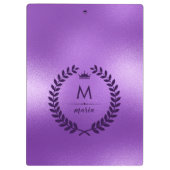 キラキラ輝く紫の背景とローレルリース クリップボード (裏面)
