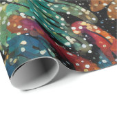 キラキラ輝く紫の青と金ゴールド花模様 ラッピングペーパー (ロールコーナー)