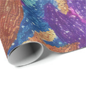 キラキラ輝く紫の青と金ゴールド葉 ラッピングペーパー (ロールコーナー)