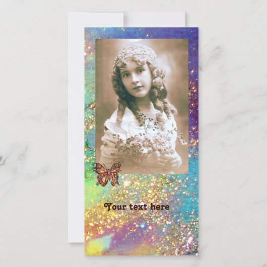 キラキラ輝く紫色のピンク色の青い金ゴールドの蝶 (正面)