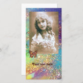 キラキラ輝く紫色のピンク色の青い金ゴールドの蝶 (正面/裏面)