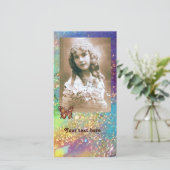 キラキラ輝く紫色のピンク色の青い金ゴールドの蝶 (スタンド正面)