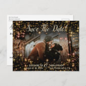 キラキラ輝く結婚式の日付ポストカードを保存 シーズンポストカード (正面/裏面)