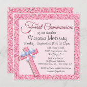 キラキラ輝く続編ピンクファーストコミューン招待状 招待状 (正面/裏面)