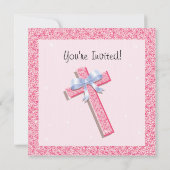 キラキラ輝く続編ピンクファーストコミューン招待状 招待状 (裏面)