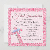 キラキラ輝く続編ピンクファーストコミューン招待状 招待状 (正面)