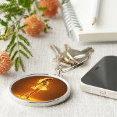 キラキラ輝く美しいスタイリッシュの黄金のドレス キーホルダー (側面)