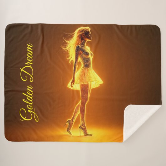 キラキラ輝く美しいスタイリッシュの黄金のドレス シェルパブランケット (正面(横))