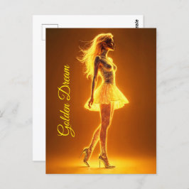 キラキラ輝く美しいスタイリッシュの黄金のドレス ポストカード