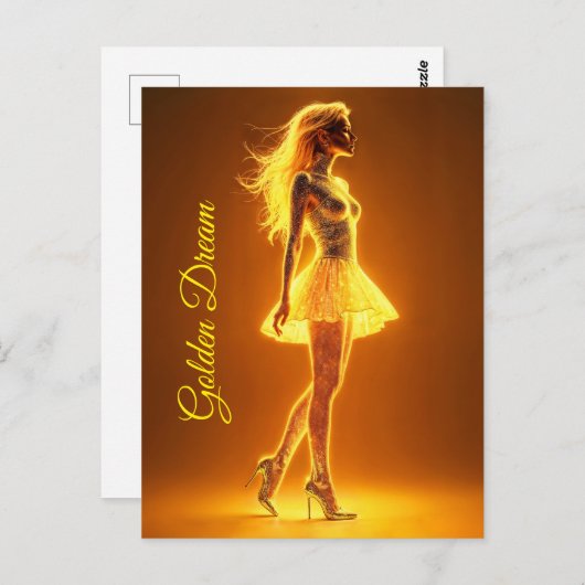 キラキラ輝く美しいスタイリッシュの黄金のドレス ポストカード (正面/裏面)