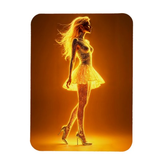 キラキラ輝く美しいスタイリッシュの黄金のドレス マグネット (縦)